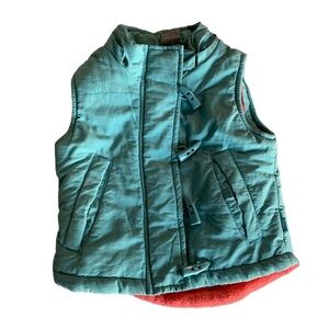 Pumpkin Patch girls size 4 turquoise puffer vest lined with pink fleece